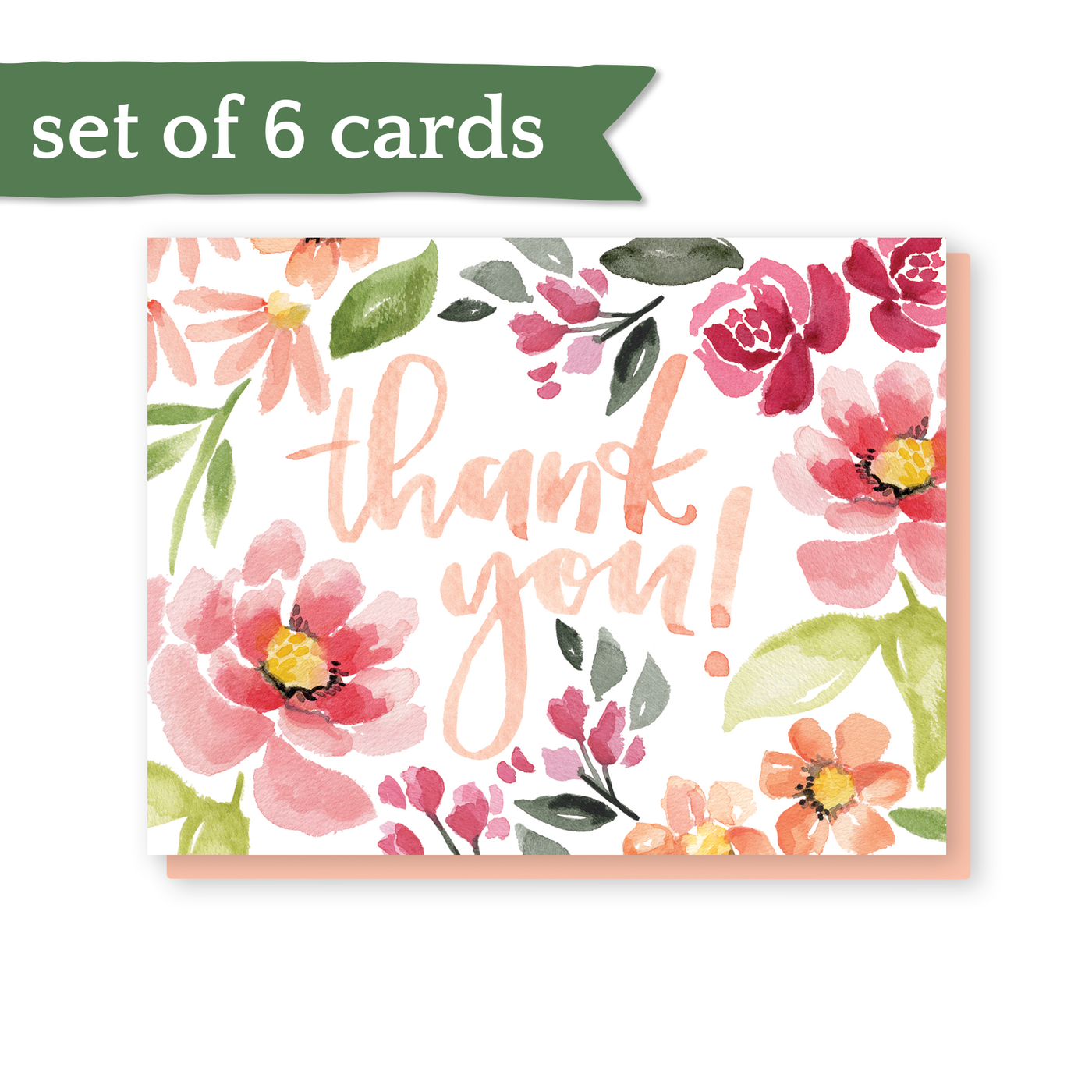 set of 6 thank you! cards in Mallory's floral