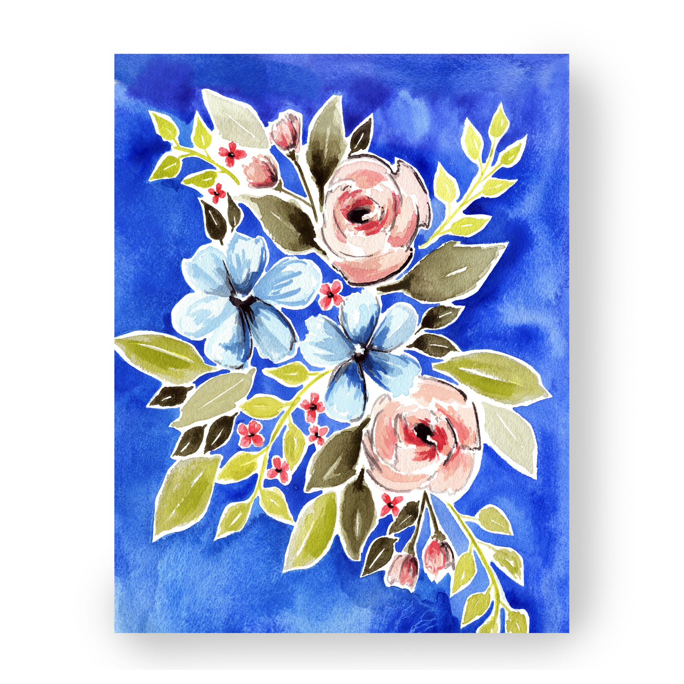 cobalt flowers art print