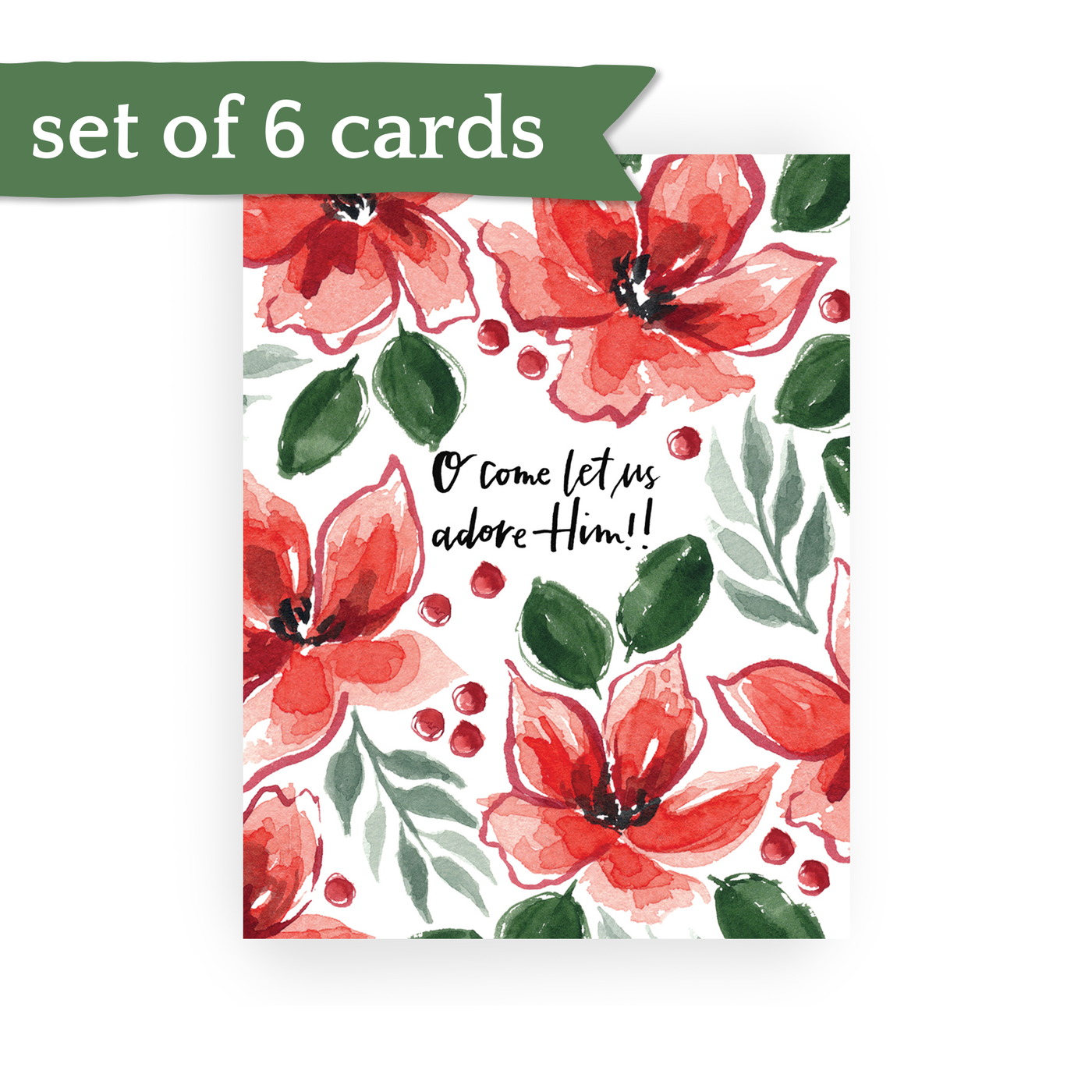 set of 6 O come let us adore Him cards