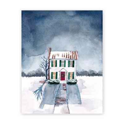 snowy house art print