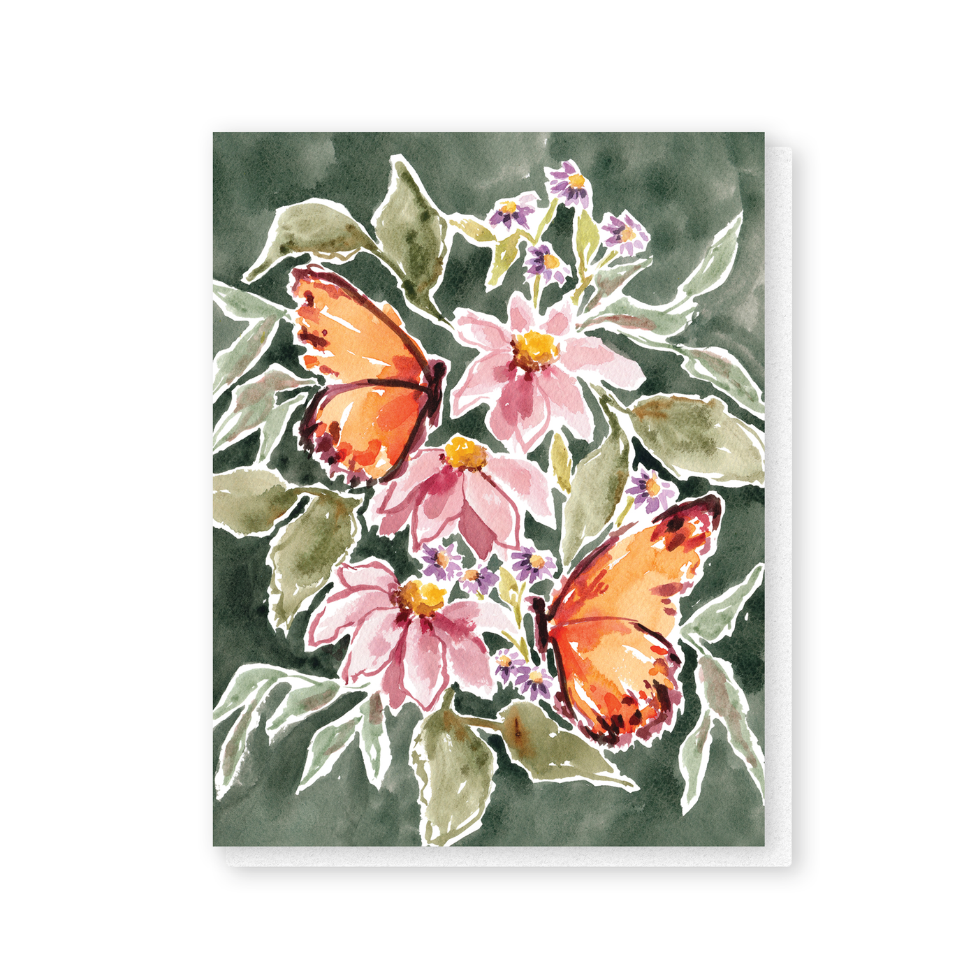 butterflies and dark green all occasion card