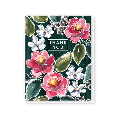 set of 6 thank you peonies cards
