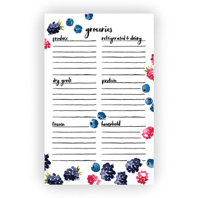 spilled berries grocery notepad