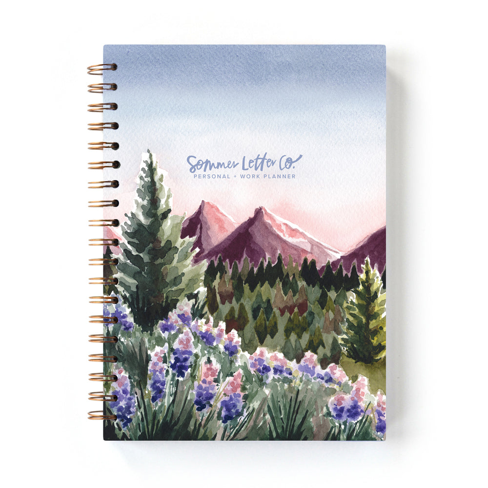 NEW! mountain sunset undated personal and work planner