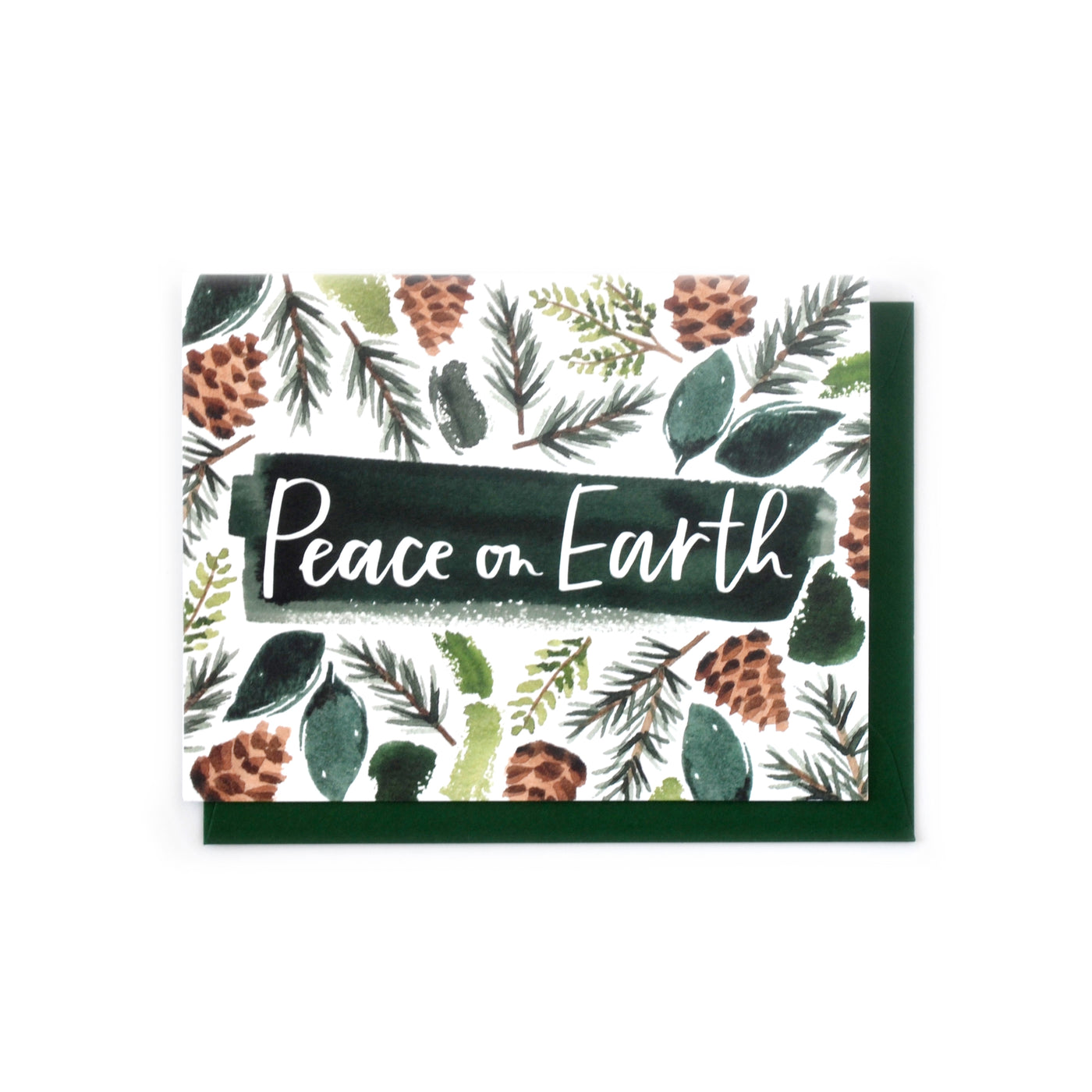 peace on earth pinecones and greenery card