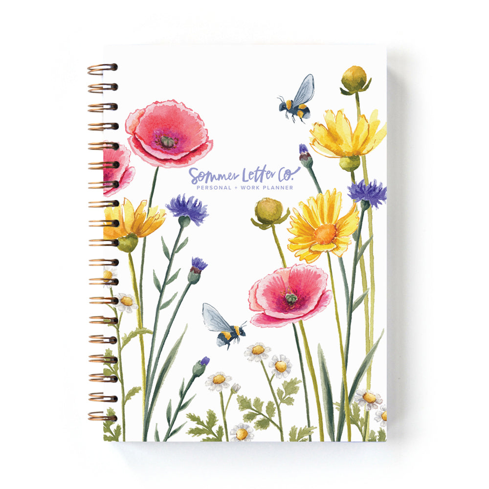 NEW! wildflowers and bees undated personal and work planner